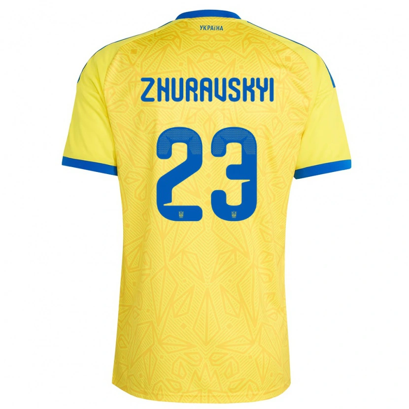 Danxen Women Ukraine Yan Zhuravskyi #23 Yellow Blue Home Jersey 26-28 T-Shirt