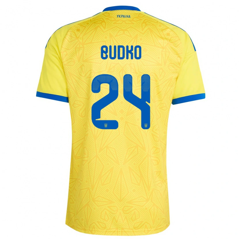 Danxen Women Ukraine Bogdan Budko #24 Yellow Blue Home Jersey 26-28 T-Shirt