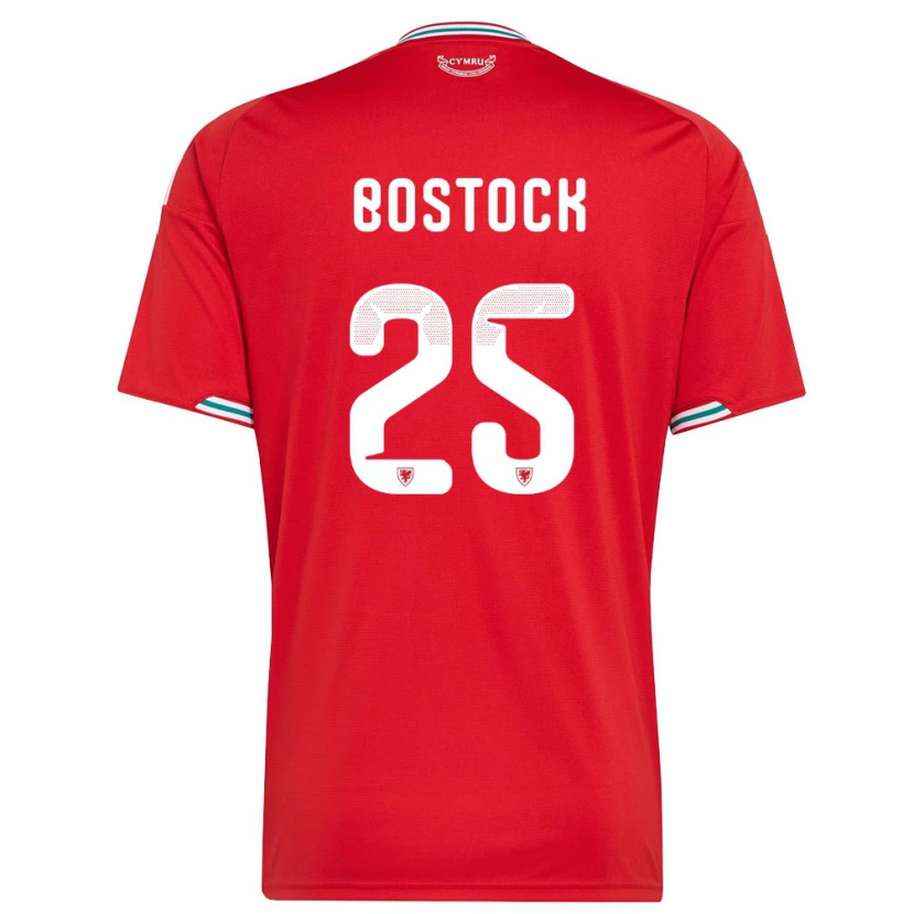 Danxen Women Wales Ollie Bostock #25 Red White Green Home Jersey 26-28 T-Shirt