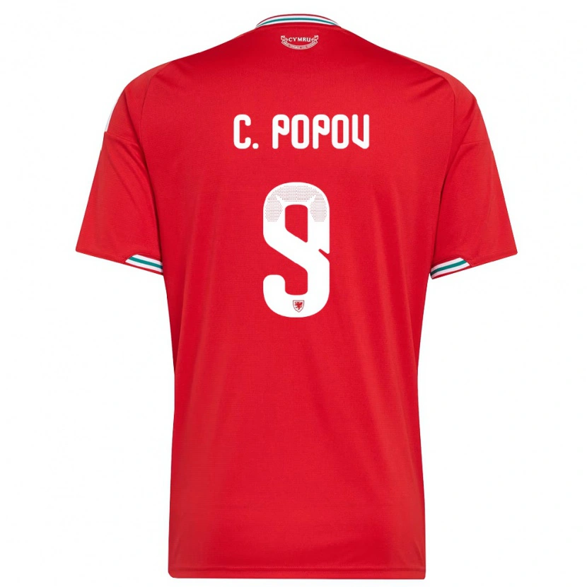Danxen Women Wales Chris Popov #9 Red White Green Home Jersey 26-28 T-Shirt