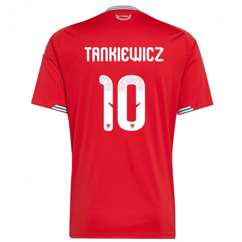 Danxen Women Wales Rob Tankiewicz #10 Red White Green Home Jersey 26-28 T-Shirt