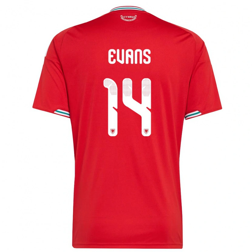 Danxen Women Wales Louis Evans #14 Red White Green Home Jersey 26-28 T-Shirt