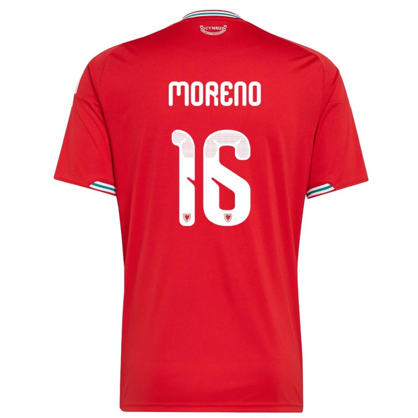 Danxen Women Wales Paul Moreno #16 Red White Green Home Jersey 26-28 T-Shirt