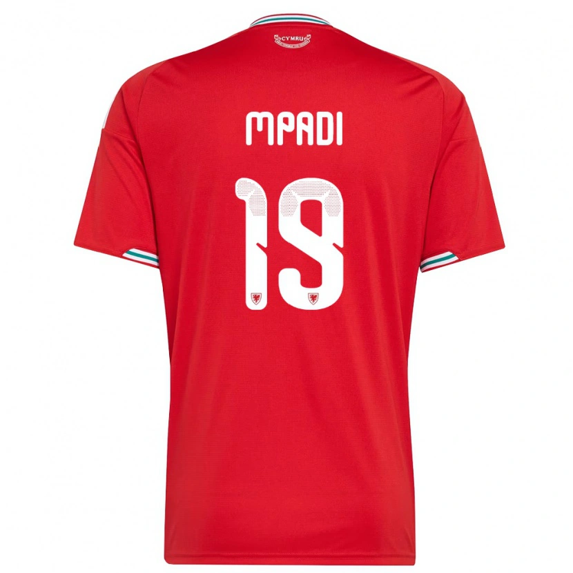 Danxen Women Wales Japhet Mpadi #19 Red White Green Home Jersey 26-28 T-Shirt