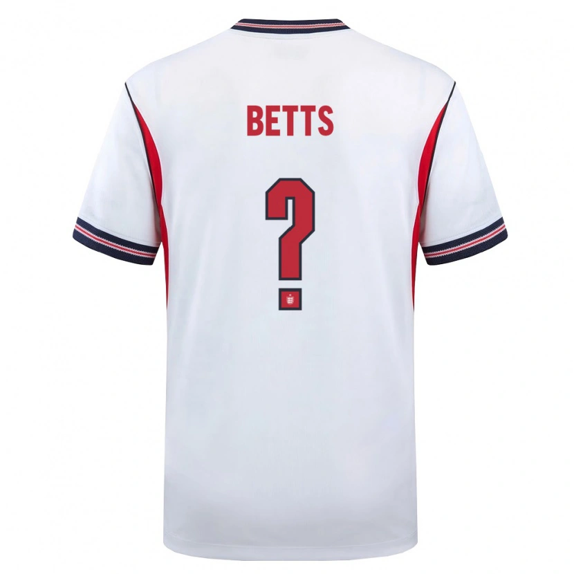 Danxen Women England Thomas Betts #0 White Navy Red Home Jersey 26-28 T-Shirt