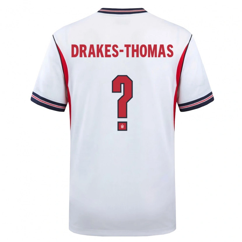 Danxen Women England Joél Drakes-Thomas #0 White Navy Red Home Jersey 26-28 T-Shirt