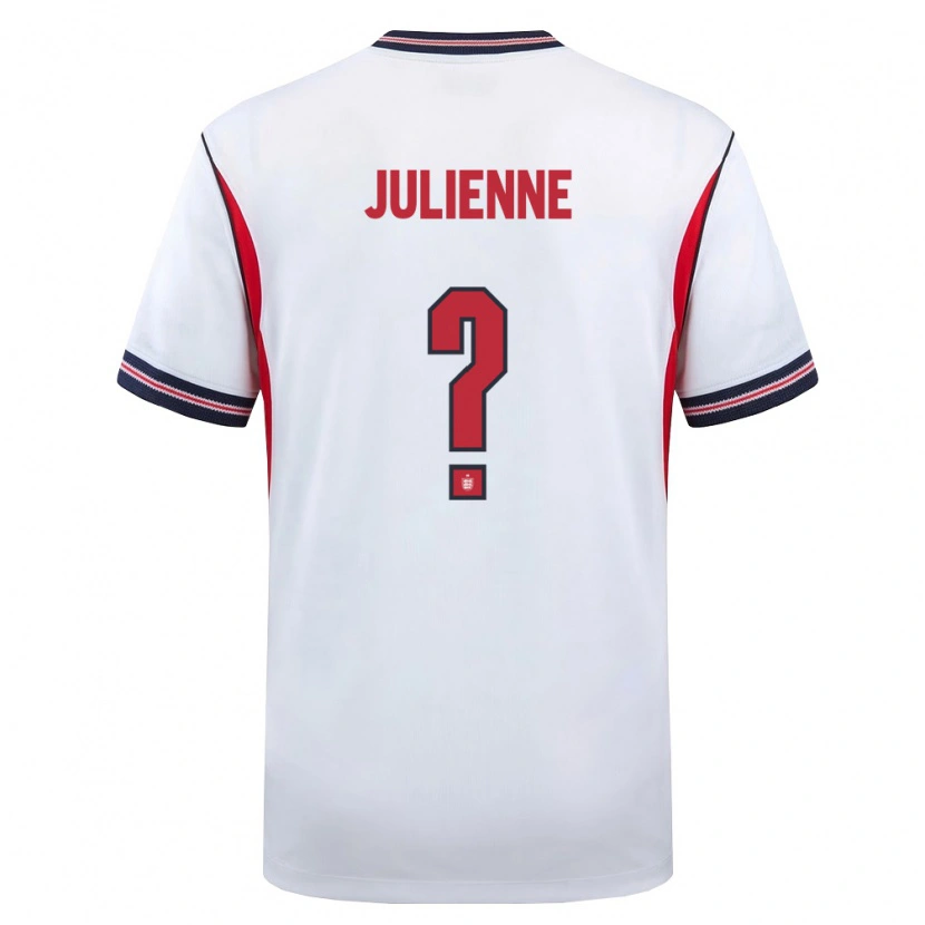 Danxen Women England Theo Julienne #0 White Navy Red Home Jersey 26-28 T-Shirt