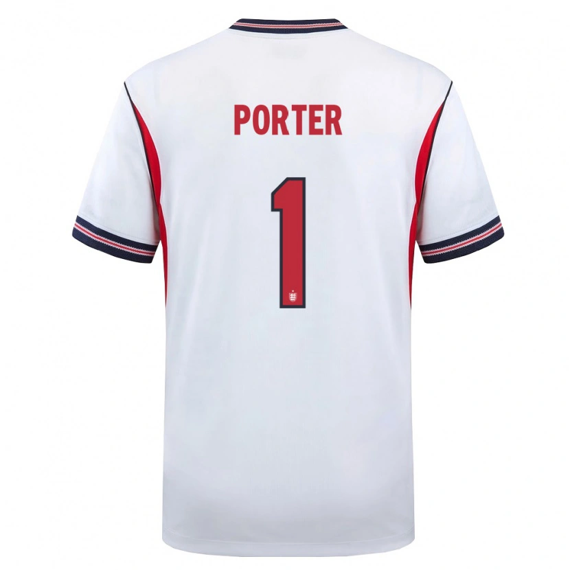 Danxen Women England Jack Porter #1 White Navy Red Home Jersey 26-28 T-Shirt