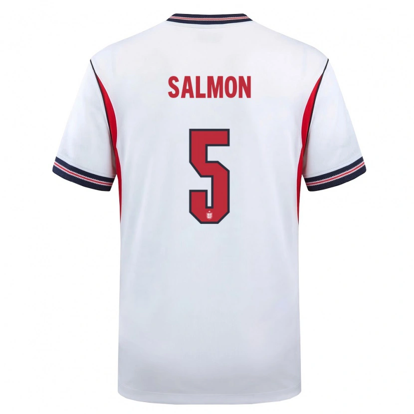 Danxen Women England Marli Salmon #5 White Navy Red Home Jersey 26-28 T-Shirt