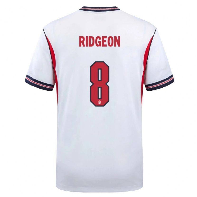 Danxen Women England Seth Ridgeon #8 White Navy Red Home Jersey 26-28 T-Shirt