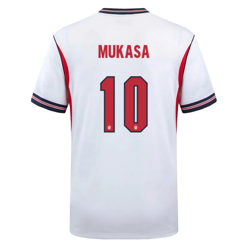 Danxen Women England Divine Mukasa #10 White Navy Red Home Jersey 26-28 T-Shirt