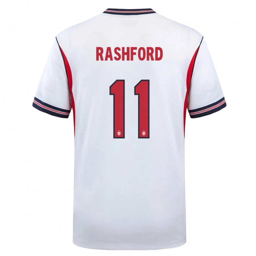 Danxen Women England Marcus Rashford #11 White Navy Red Home Jersey 26-28 T-Shirt