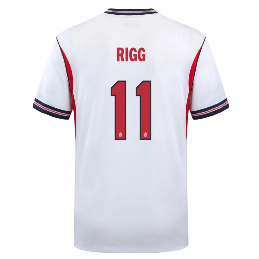 Danxen Women England Chris Rigg #11 White Navy Red Home Jersey 26-28 T-Shirt