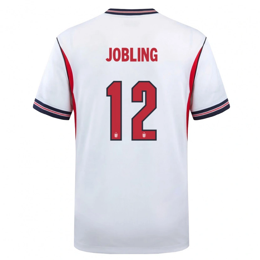 Danxen Women England George Jobling #12 White Navy Red Home Jersey 26-28 T-Shirt
