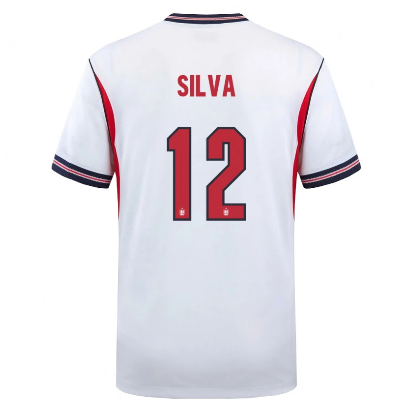 Danxen Women England Iago Silva #12 White Navy Red Home Jersey 26-28 T-Shirt