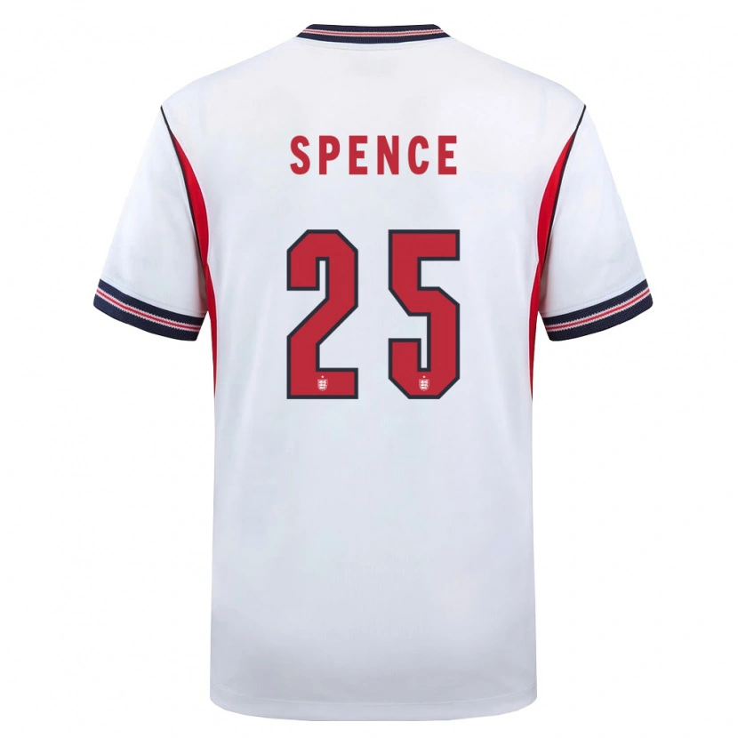 Danxen Women England Djed Spence #25 White Navy Red Home Jersey 26-28 T-Shirt