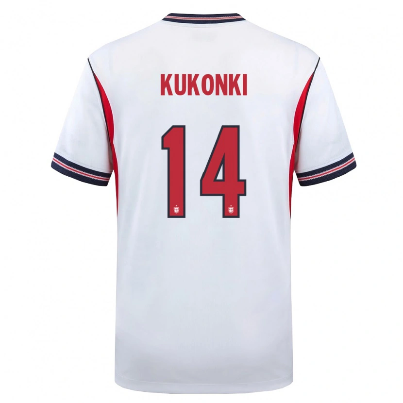 Danxen Women England Godwill Kukonki #14 White Navy Red Home Jersey 26-28 T-Shirt