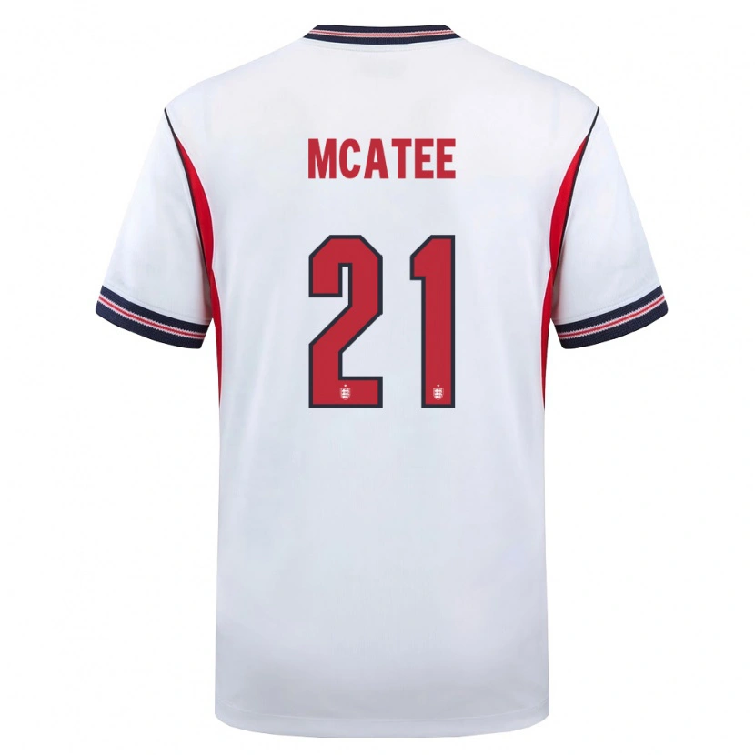 Danxen Women England James Mcatee #21 White Navy Red Home Jersey 26-28 T-Shirt