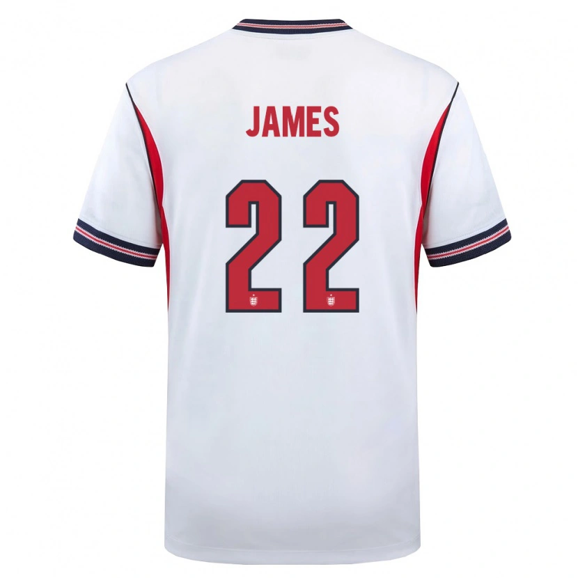 Danxen Women England Lauren James #22 White Navy Red Home Jersey 26-28 T-Shirt