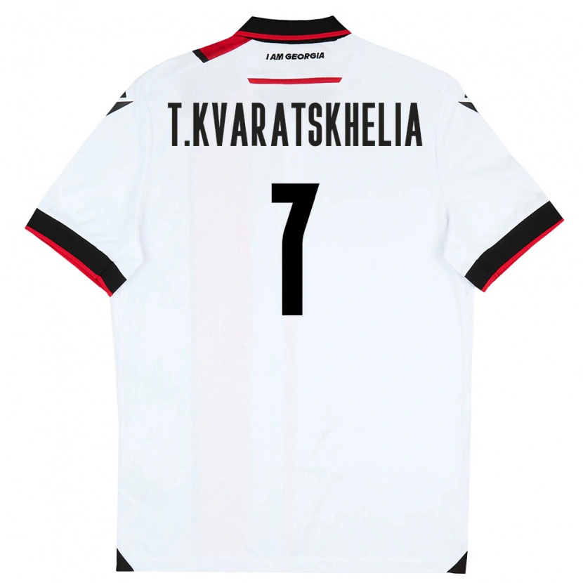 Danxen Women Georgia Tornike Kvaratskhelia #7 White Black Red Home Jersey 26-28 T-Shirt