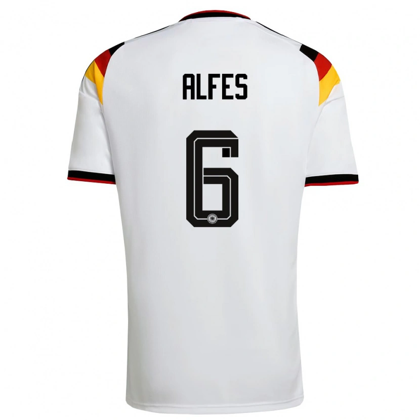 Danxen Women Germany Konrad Alfes #6 White Black Red Home Jersey 26-28 T-Shirt