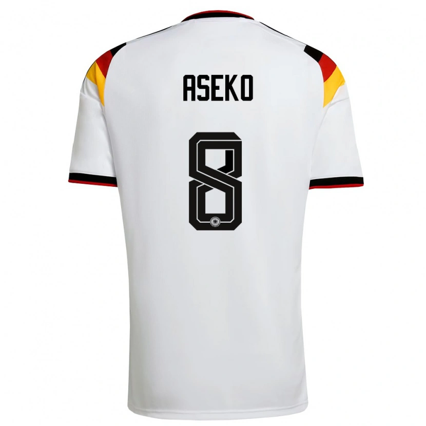 Danxen Women Germany Noel Aseko #8 White Black Red Home Jersey 26-28 T-Shirt