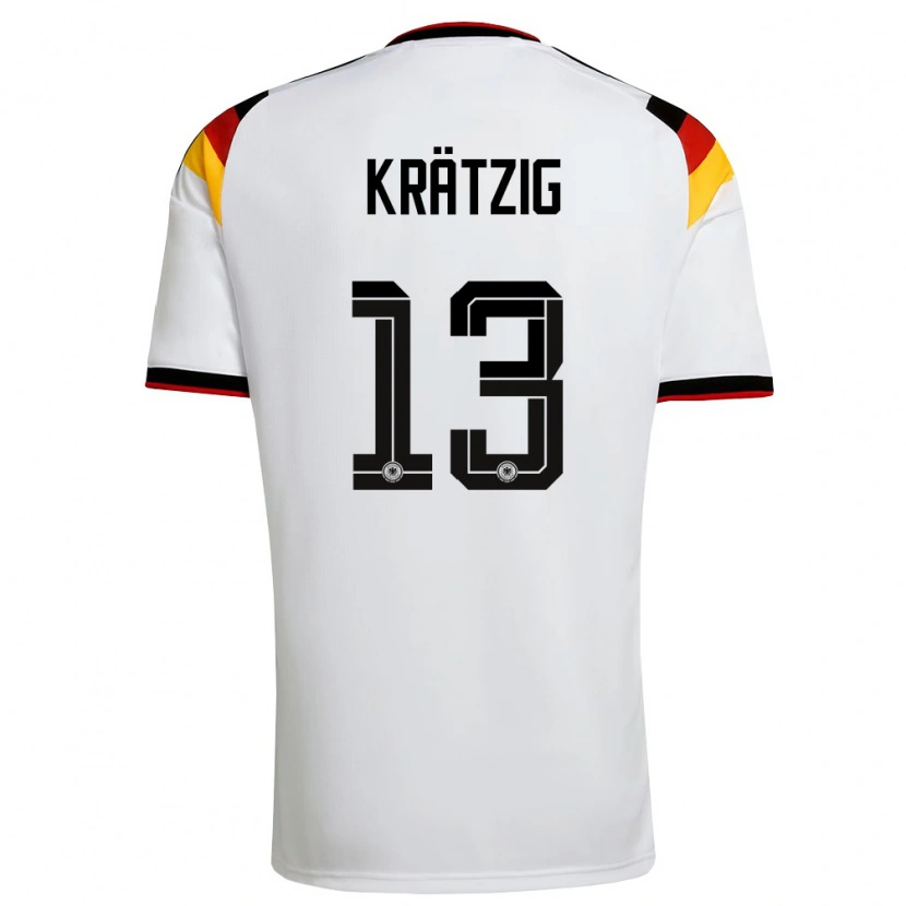 Danxen Women Germany Frans Krätzig #13 White Black Red Home Jersey 26-28 T-Shirt