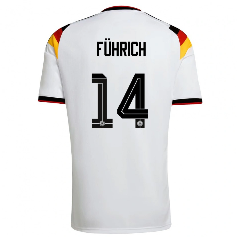 Danxen Women Germany Chris Führich #14 White Black Red Home Jersey 26-28 T-Shirt