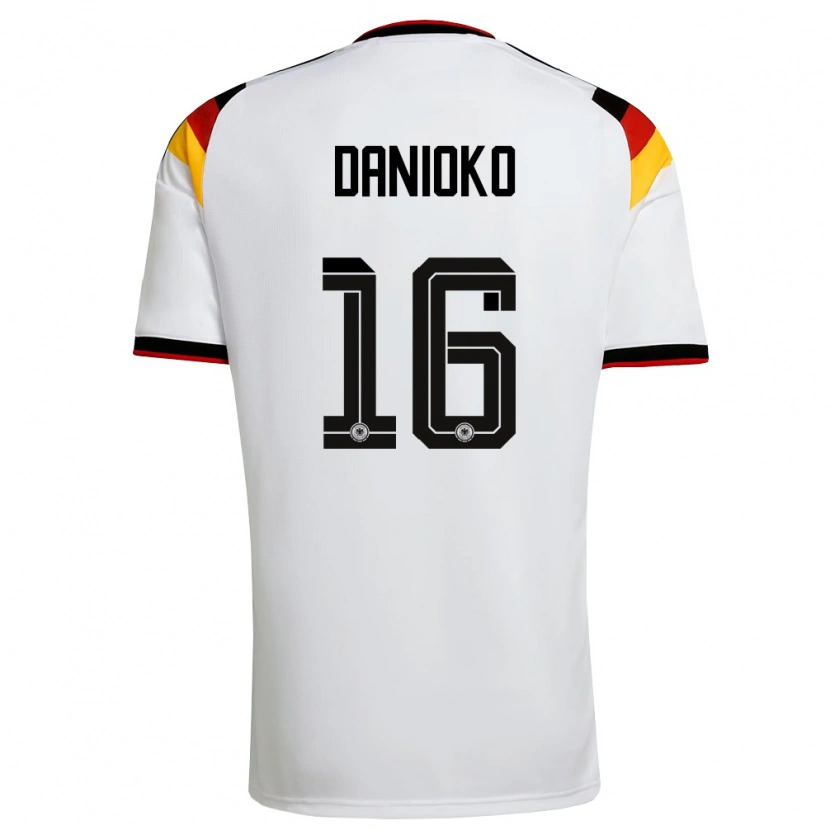 Danxen Women Germany Leeron Danioko #16 White Black Red Home Jersey 26-28 T-Shirt