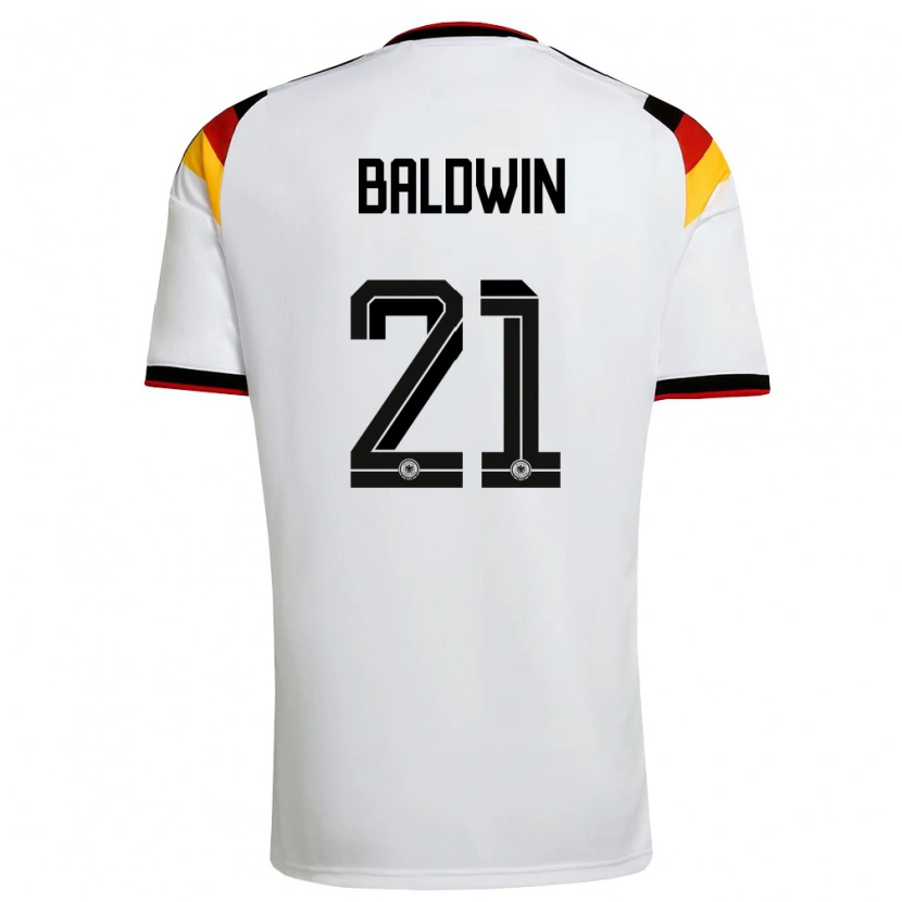 Danxen Women Germany Kevin Baldwin #21 White Black Red Home Jersey 26-28 T-Shirt