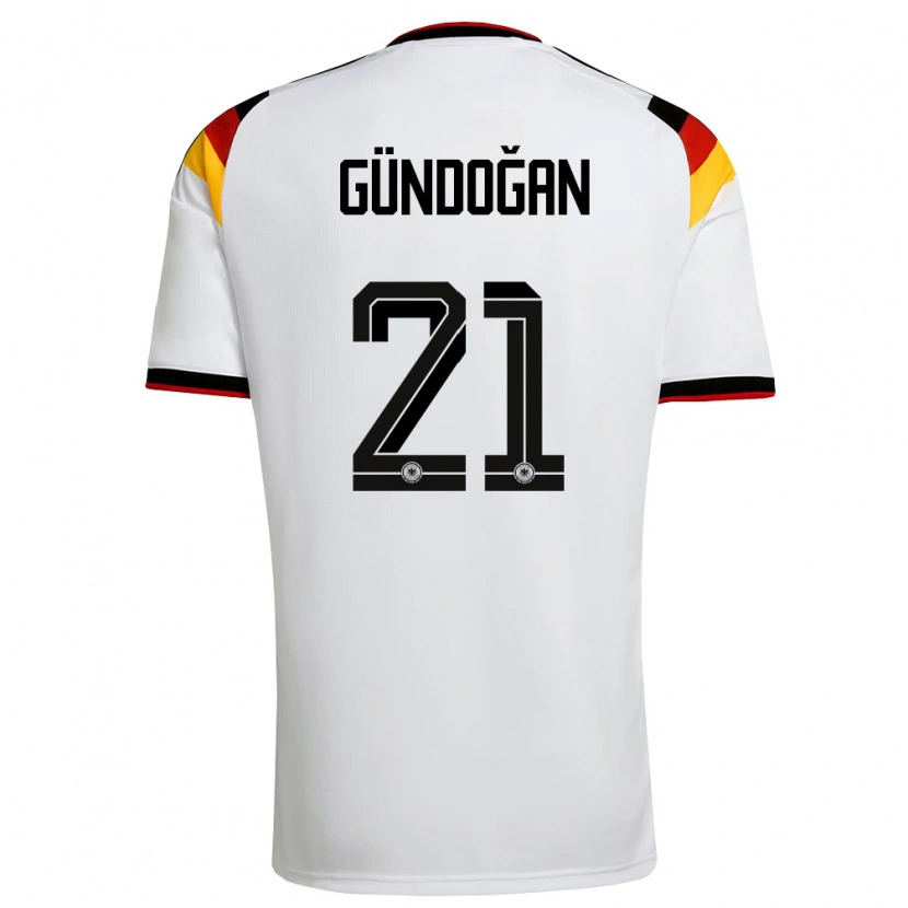 Danxen Women Germany Ilkay Gundogan #21 White Black Red Home Jersey 26-28 T-Shirt