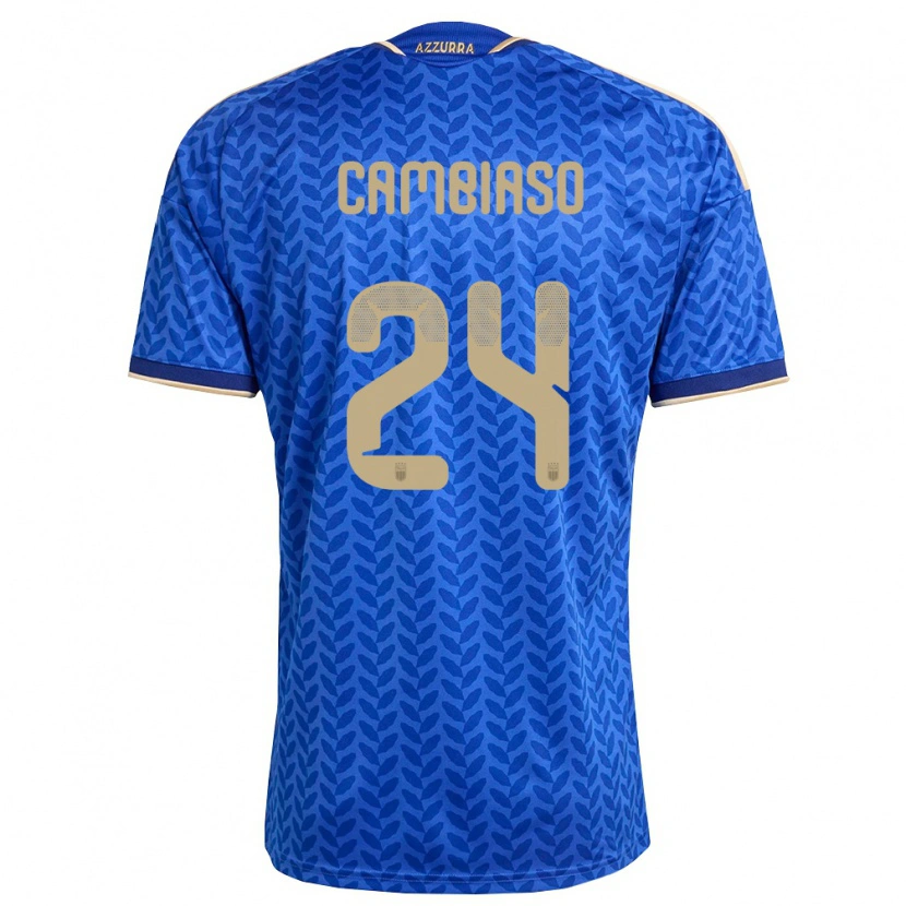Danxen Women Italy Andrea Cambiaso #24 Blue Navy Gold Home Jersey 26-28 T-Shirt