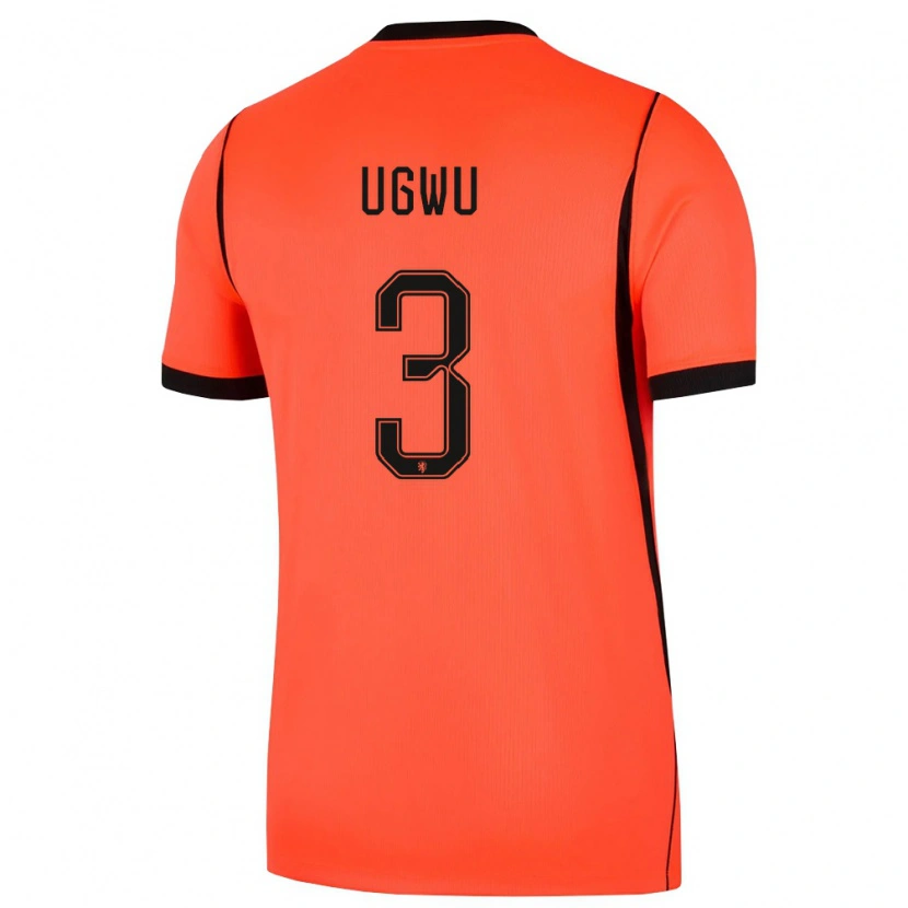Danxen Women Netherlands Precious Ugwu #3 Orange Black Home Jersey 26-28 T-Shirt