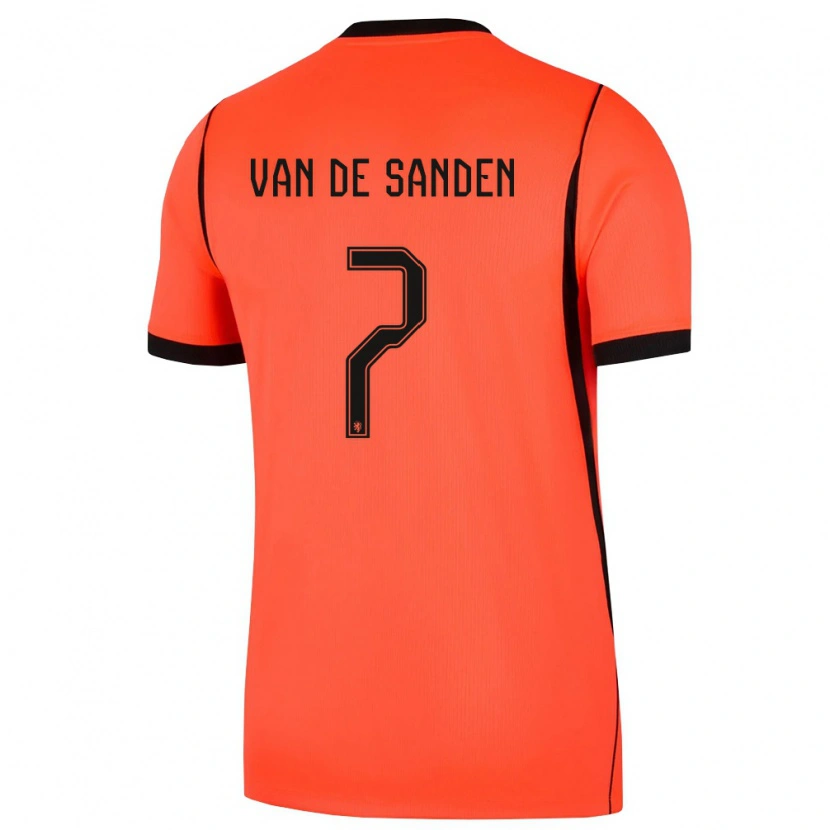 Danxen Women Netherlands Shanice Van De Sanden #7 Orange Black Home Jersey 26-28 T-Shirt