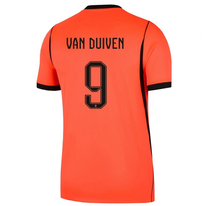 Danxen Women Netherlands Jason Van Duiven #9 Orange Black Home Jersey 26-28 T-Shirt