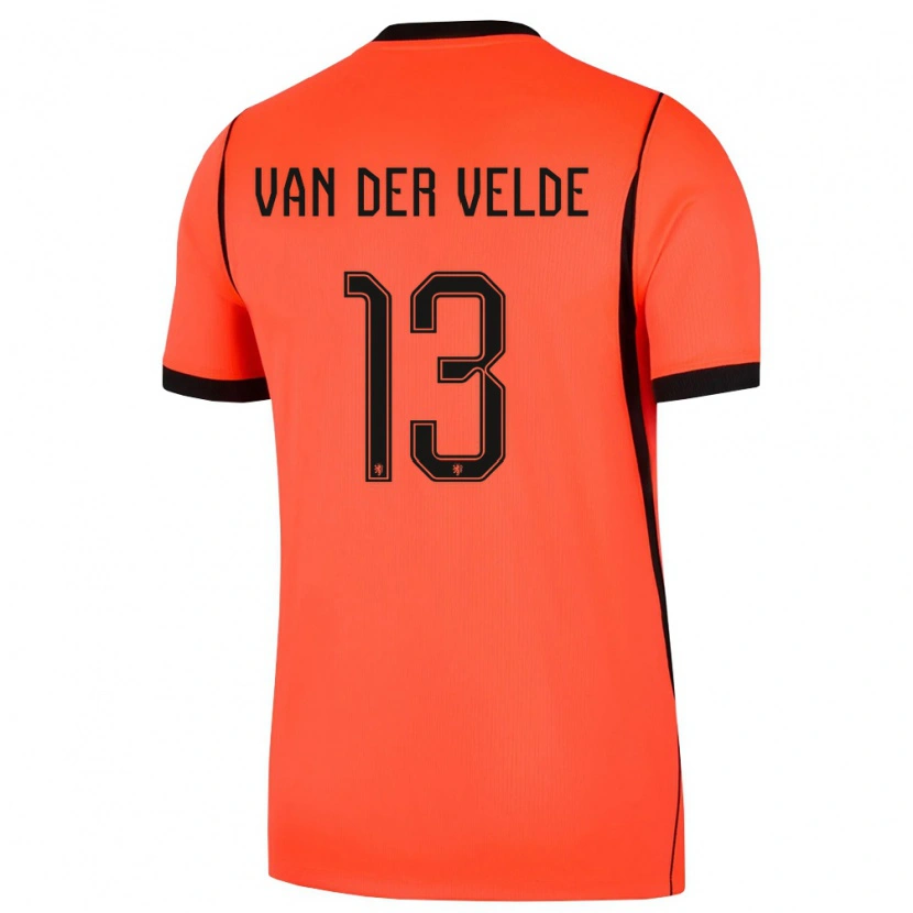 Danxen Women Netherlands Yordi Van Der Velde #13 Orange Black Home Jersey 26-28 T-Shirt