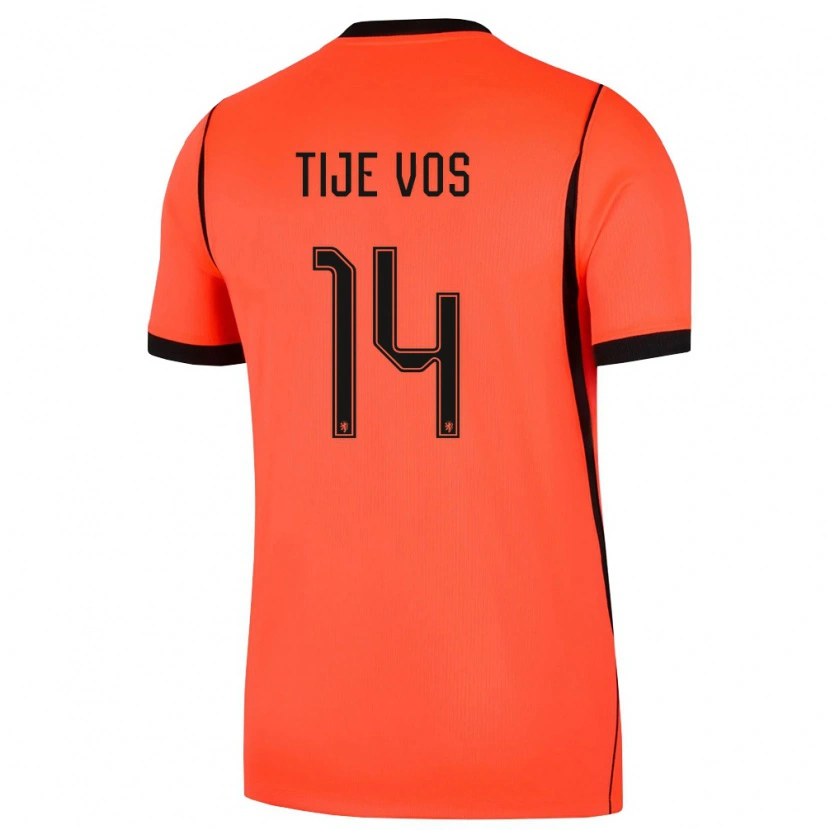 Danxen Women Netherlands Tije Vos #14 Orange Black Home Jersey 26-28 T-Shirt