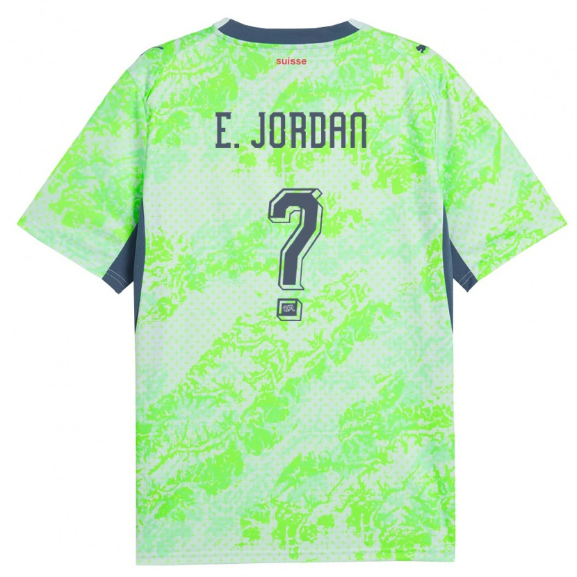 Danxen Women Switzerland Eliah Jordan #0 Green Navy Away Jersey 26-28 T-Shirt
