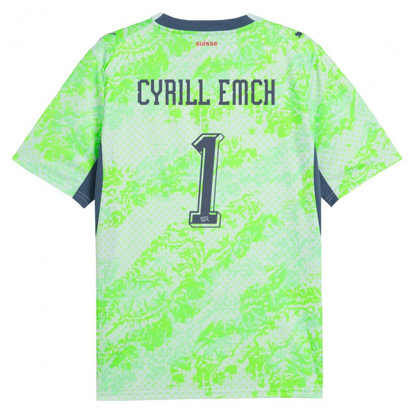 Danxen Women Switzerland Cyrill Emch #1 Green Navy Away Jersey 26-28 T-Shirt