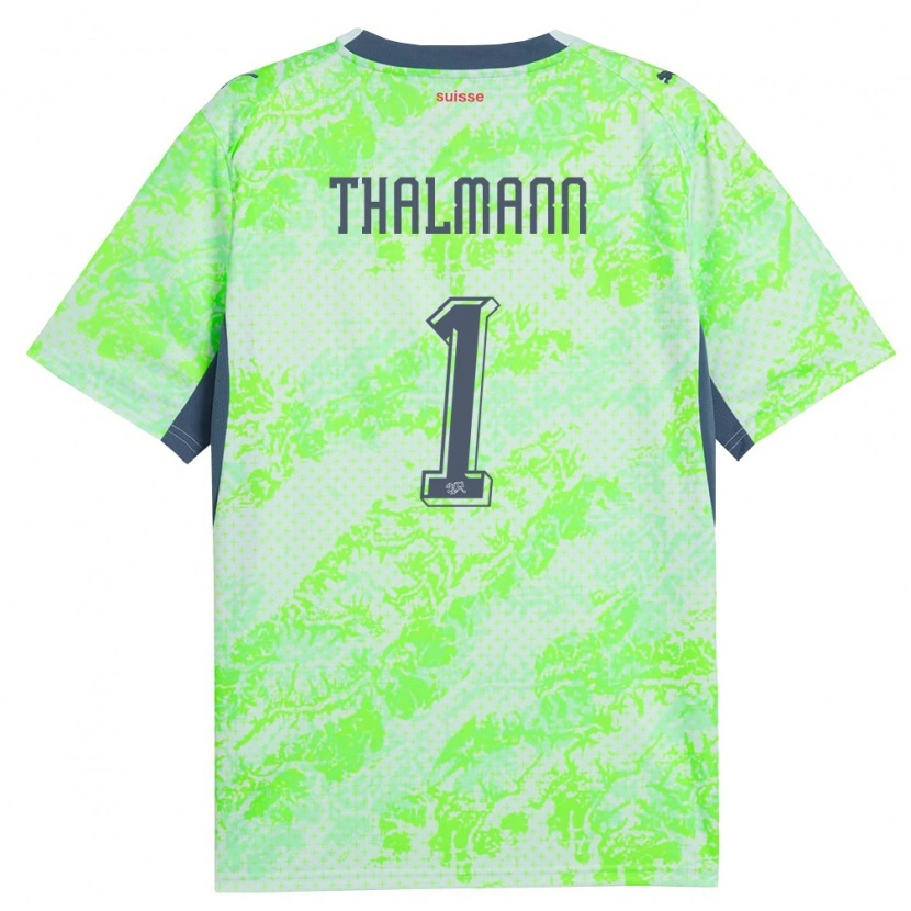 Danxen Women Switzerland Gaelle Thalmann #1 Green Navy Away Jersey 26-28 T-Shirt