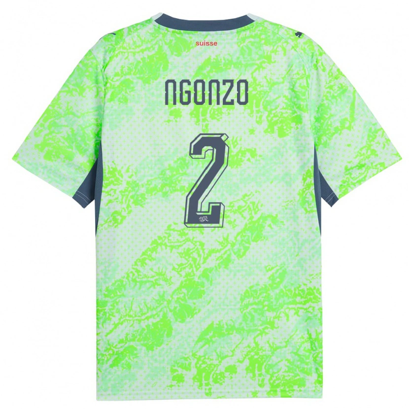 Danxen Women Switzerland Dircssi Ngonzo #2 Green Navy Away Jersey 26-28 T-Shirt