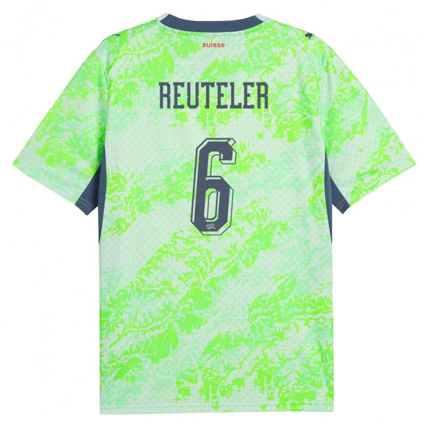 Danxen Women Switzerland Geraldine Reuteler #6 Green Navy Away Jersey 26-28 T-Shirt