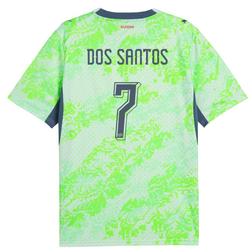 Danxen Women Switzerland Daniel Dos Santos #7 Green Navy Away Jersey 26-28 T-Shirt