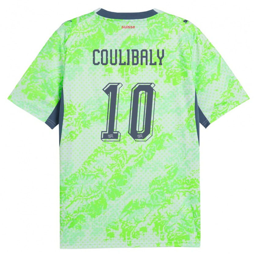 Danxen Women Switzerland Raphaël Coulibaly #10 Green Navy Away Jersey 26-28 T-Shirt