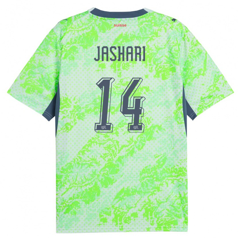 Danxen Women Switzerland Ardon Jashari #14 Green Navy Away Jersey 26-28 T-Shirt