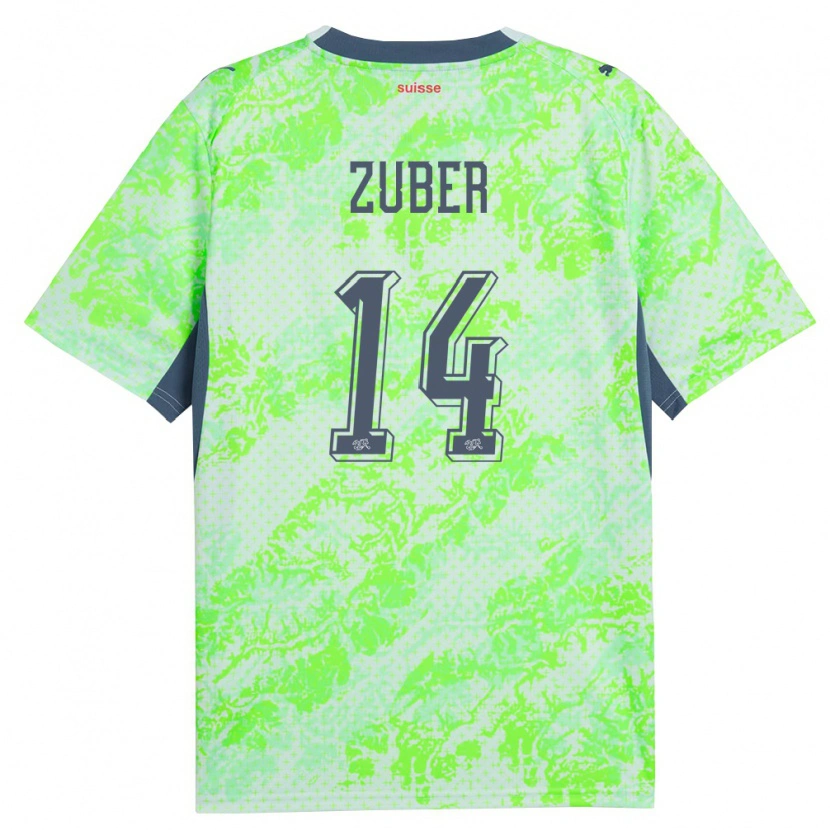 Danxen Women Switzerland Steven Zuber #14 Green Navy Away Jersey 26-28 T-Shirt