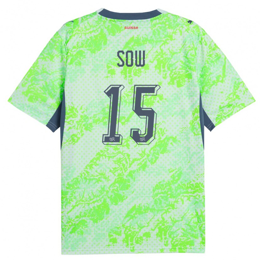 Danxen Women Switzerland Djibril Sow #15 Green Navy Away Jersey 26-28 T-Shirt