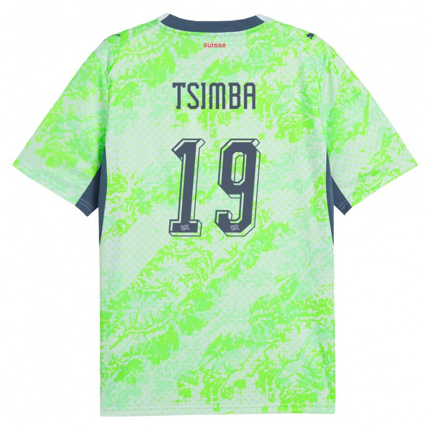 Danxen Women Switzerland Emmanuel Tsimba #19 Green Navy Away Jersey 26-28 T-Shirt