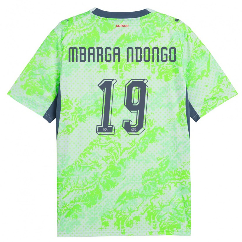 Danxen Women Switzerland Ernest Mbarga Ndongo #19 Green Navy Away Jersey 26-28 T-Shirt