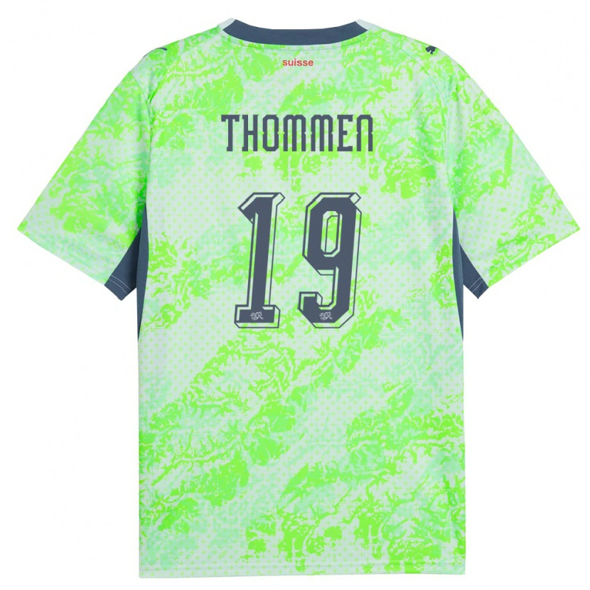 Danxen Women Switzerland Loan Thommen #19 Green Navy Away Jersey 26-28 T-Shirt